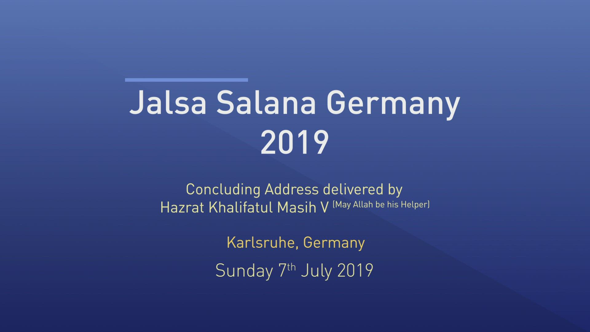 Huzoor's Jalsa Salana Address