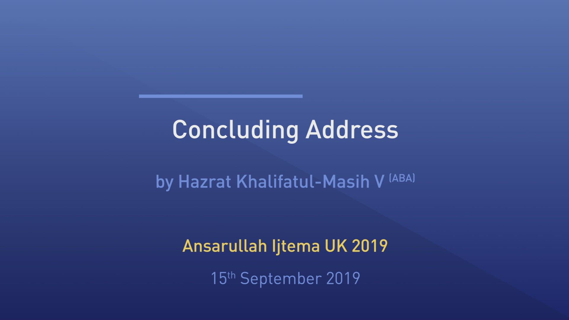 Address At Ansarullah Ijtema UK