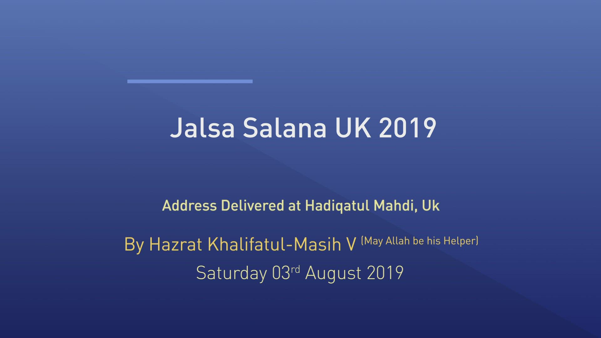 Huzoor's Jalsa Salana Address